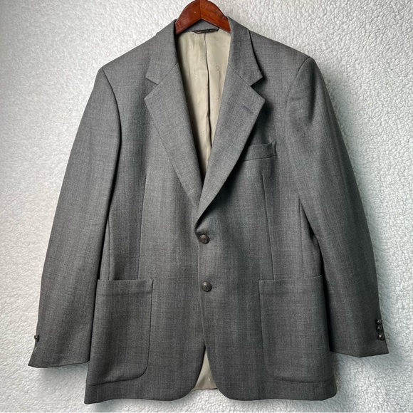 Christian Dior Hart Schaffner Marx Vtg 70s Grey WoolBlazer Coat Suit Jacket 42